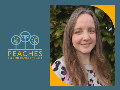 Headshot of Joelle Morgan next to Peaches logo