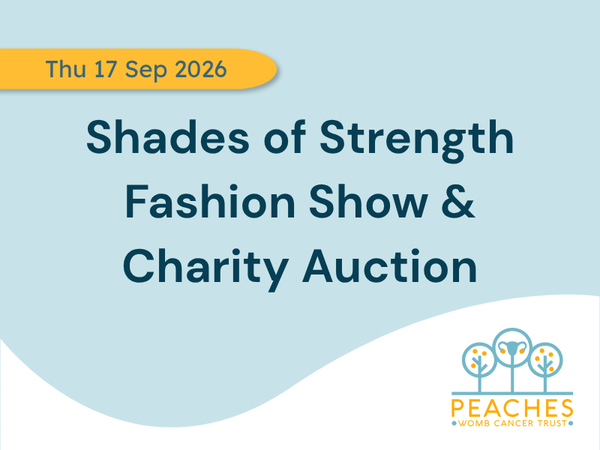 dark blue text on a pale blue background with a wavy whit border. text reads: Thu 17 Sep 2026 Shades of Strength Fashion Show & Charity Auction
