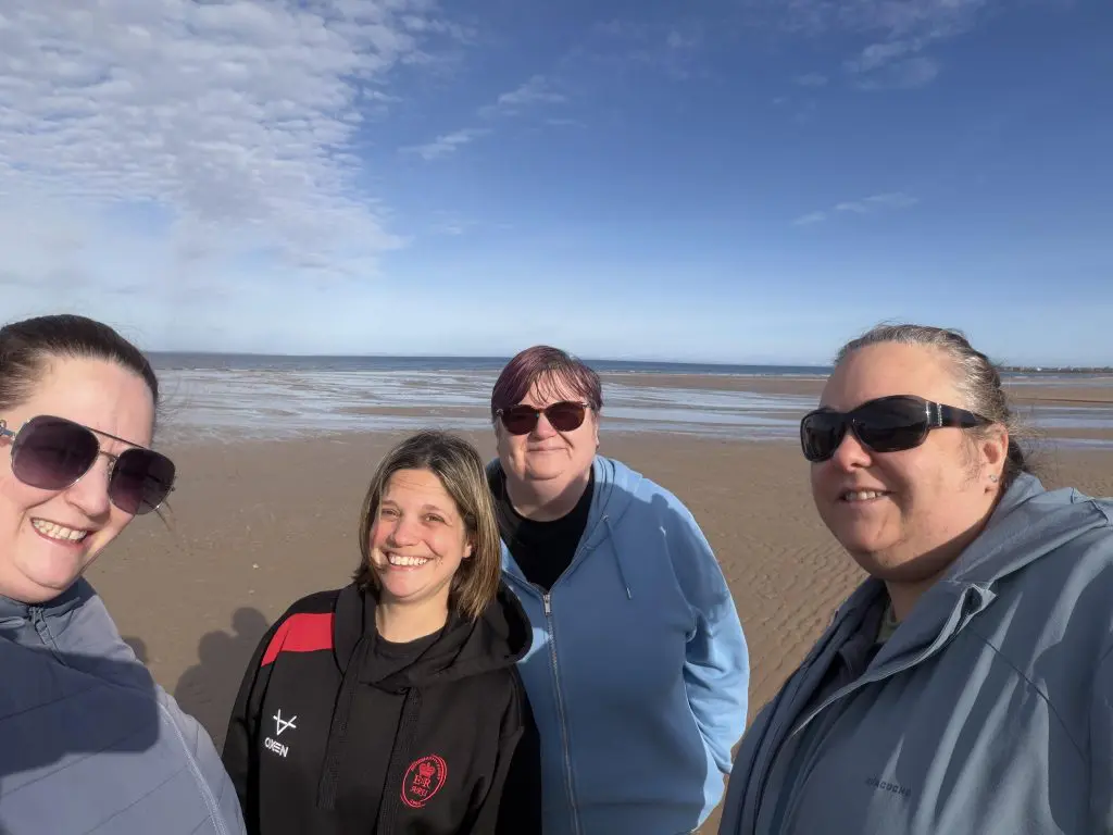 Peachy striders selfie at Roseisle 