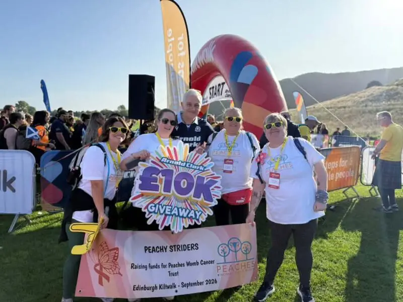 The peachy striders at the Edinburgh Kiltwalk 2026
